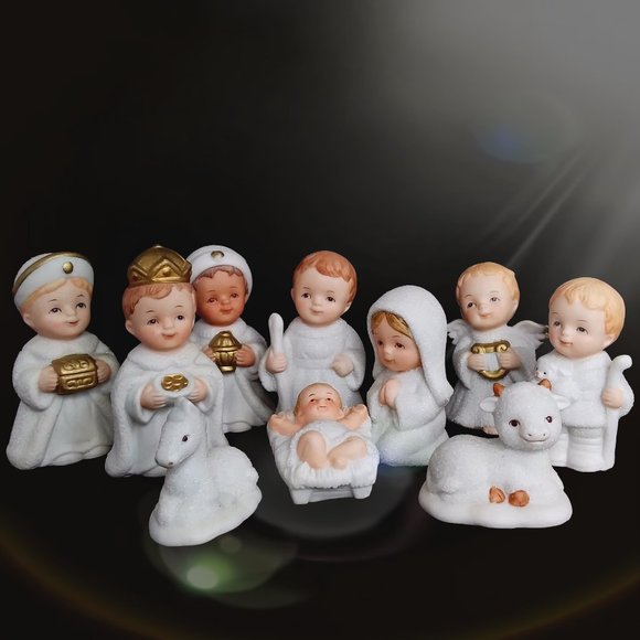 Vintage Homco Ceramic Nativity Scene 10pc Set #5609 Christmas - Picture 2 of 10